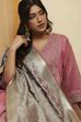 Silver Kattan Silk Floral Design Dupatta image number 1