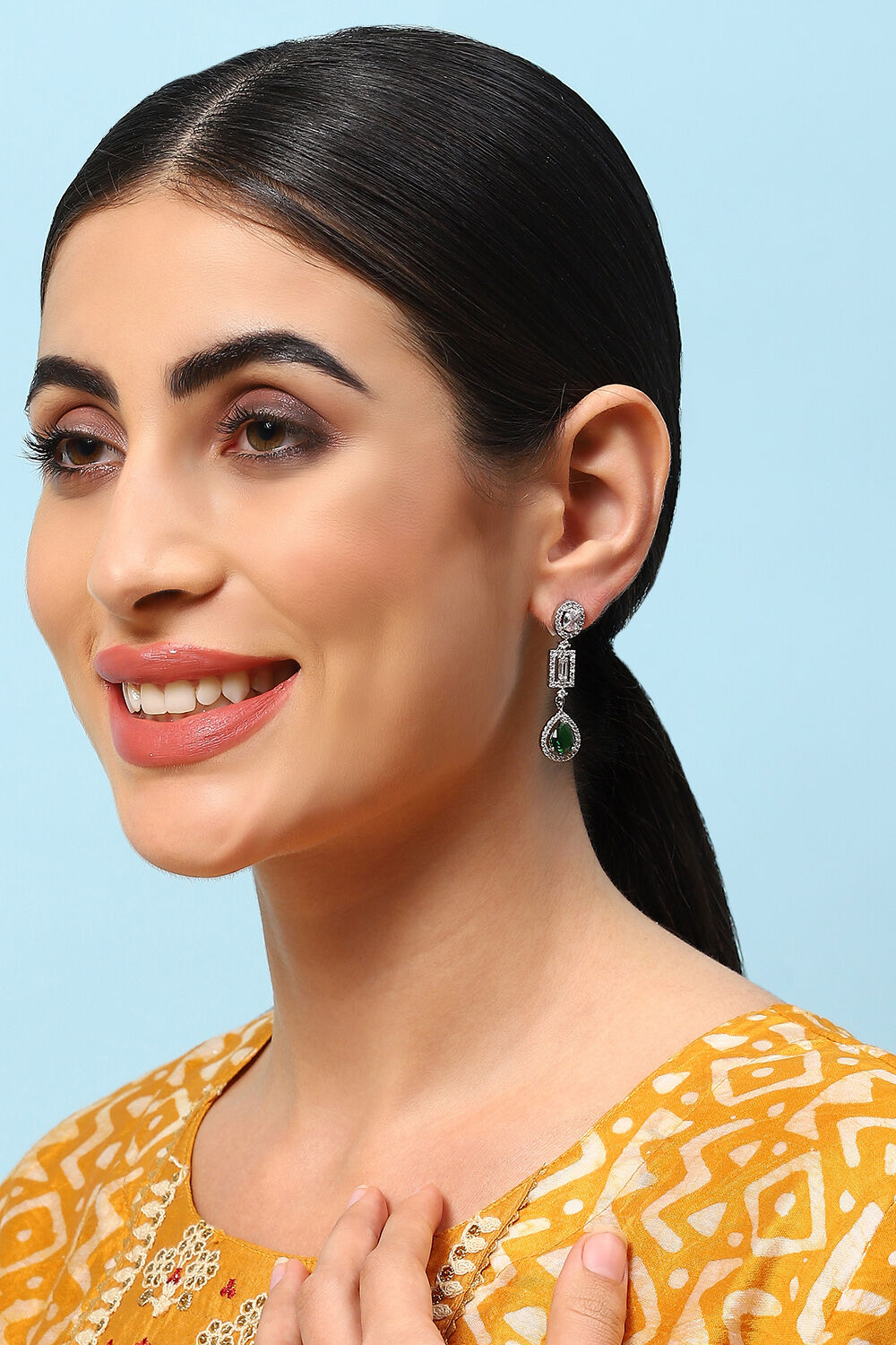 Green Brass Earrings image number 3