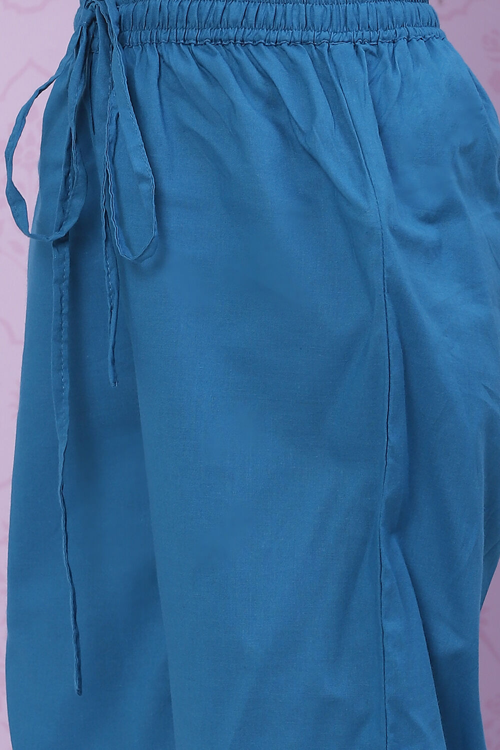 Blue Cotton Flared Printed Kurta Pant Set image number 6