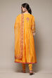 Mehandi Poly Cotton Anarkali Kurta Palazzo Suit Set image number 4