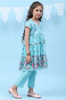 Turquoise Art Silk Straight Printed Kurta image number 5