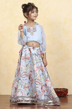 Blue Georgette Dyed Relaxed Lehenga Set image number 0