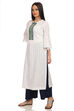 White Straight Cotton Yarndyed Kurta image number 3