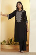 Black Viscose Silk Straight Kurta image number 0