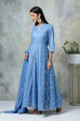 Blue Cotton Anarkali Kurta Skirt Suit Set image number 4