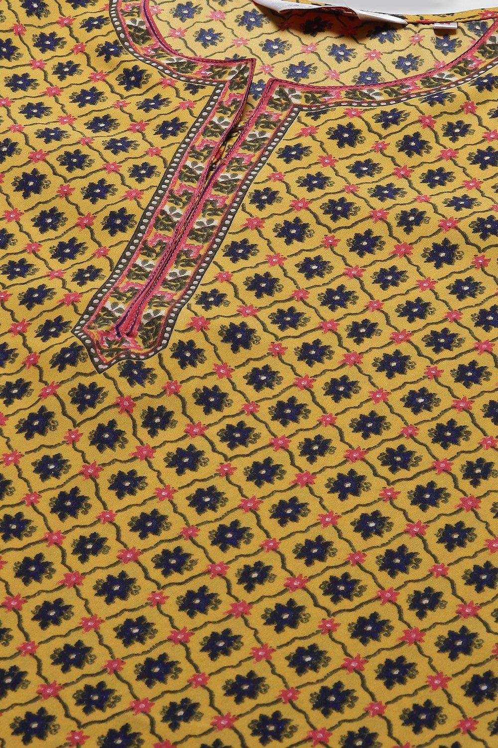 Off White Art Silk Straight Printed Kurti image number 1