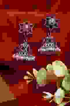 Dark Pink Brass Jhumka image number 2