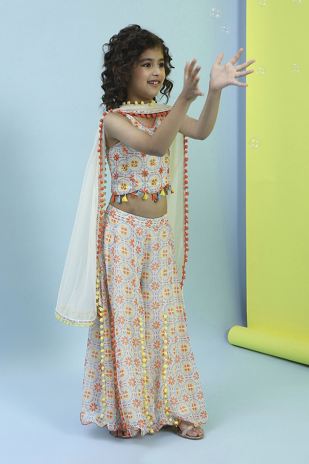 Multi-Colored Printed Blouse & Palazzo Set image number 0