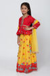Red And Yellow Poly Cotton Lehenga Set image number 3