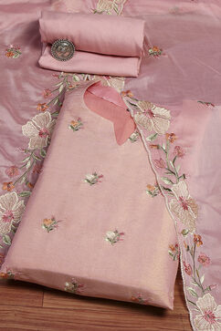 Coral Tissue Machine Embroidered Unstitched Suit Set image number 0