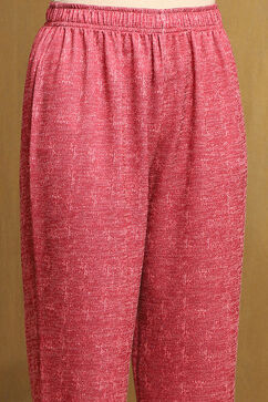 Old Rose Polyester Blend Straight Kurta Pants Set image number 2