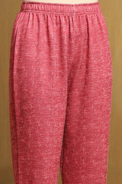 Old Rose Polyester Blend Straight Kurta Pants Set image number 2