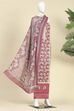 Pink Cotton Flower and Lace Work Unstitched Suit Set image number 4