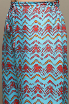 Sky Blue Rayon Straight Kurta Palazzo Suit Set image number 2