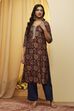 Maroon Polyester Straight Kurta image number 5