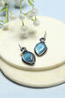 Light Blue Silver-Plated Stone Studded Nepali Danglers image number 0