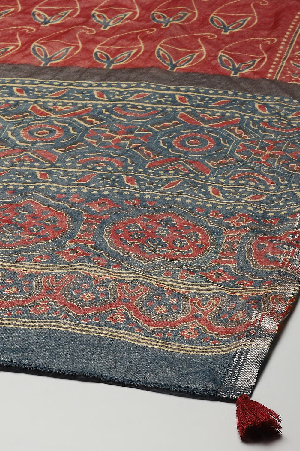 Indigo Cotton Blend Flared Kurta Palazzo Suit Set image number 3