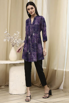 Indigo Blue Viscose Rayon Straight Printed Kurta image number 2