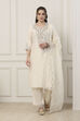 White Silk Chanderi Straight Suit Set image number 6