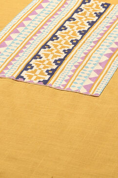 Yellow Cotton Straight Kurta Pants Suit Set image number 1