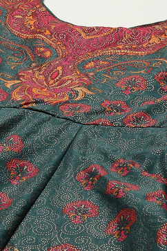 Green Cotton Anarkali Kurta Churidar Suit Set image number 1