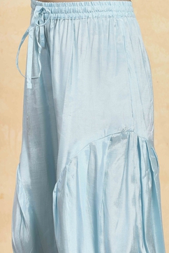 Sky Blue Polyester Straight Solid Suit Set image number 2