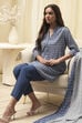 Grey & Pink Art Silk Straight Kurta Pant Suit Set image number 0