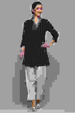 Black Viscose Rayon Printed Short Kurta image number 0