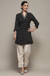 Black Viscose Rayon Printed Short Kurta