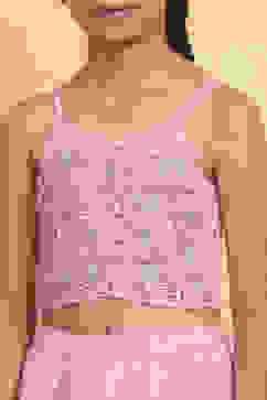 Pink Viscose Printed Flared Lehenga Set image number 1