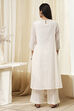 Off-White Embroidered Kalidar Suit Set image number 4