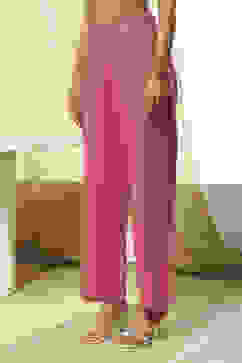 Pink Cotton Solid Straight Palazzos image number 2