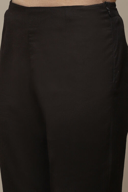 White Cotton Blend Slim Pants image number 1