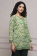 Green Art Silk Printed Straight Short Kurta image number 4