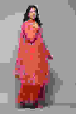 Pink Polyester Gathered Kurta Sharara Suit Set image number 6