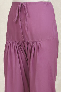 Purple Net Hand Embroidered Unstitched Suit Set image number 3