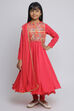 Red Cotton Anarkali Kurta Churidar Suit Set image number 0