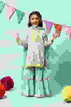 Green Cotton Straight Kurta Garara Suit Set image number 0