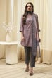 Grey & Pink Art Silk Straight Kurta Pant Suit Set image number 6