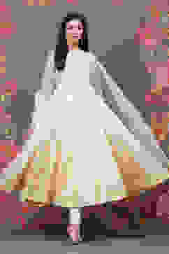 Rohit Bal Off White Cotton Silk Flared Yarndyed Suit Set image number 0