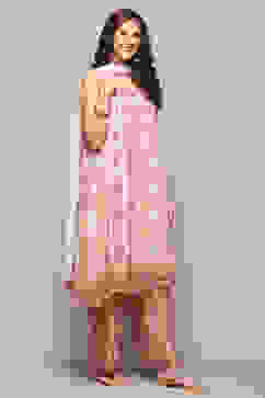 Cream Printed Strappy A-Line & Palazzo Suit Set image number 6