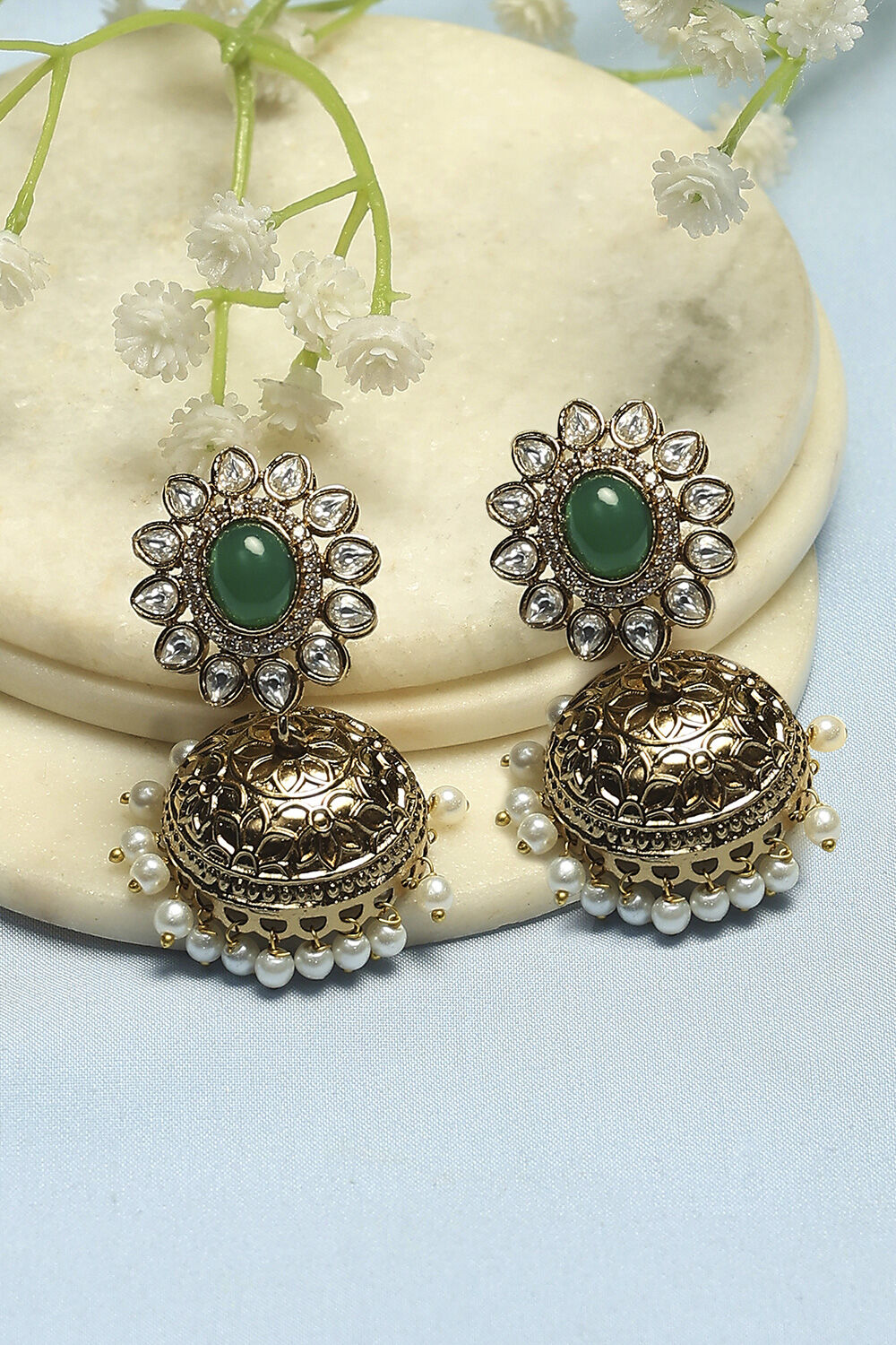Green Stone Earrings image number 0