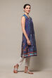 Indigo Cotton Printed Short Kurti image number 3