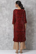 Red Velvet Straight Kurta image number 4