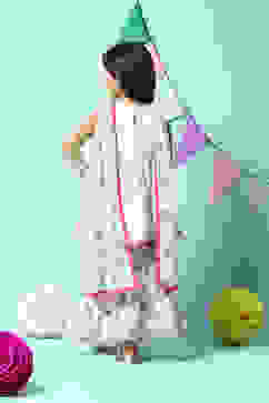 Off White Cotton Gathered Kurta Garara Suit Set image number 4