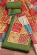 Black Chanderi Jaipuri Work Unstitched Suit Set image number 0