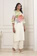Yellow Cotton Floral Printed Straight Kurta Set image number 5
