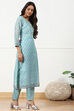 Light Green Chanderi Floral Printed Unstitched Suit Set image number 6