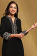 Black Acrylic Yarn-Dyed Winter wear Kurta image number 4