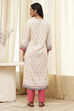 Ecru Floral Printed Straight Kurta image number 3